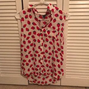 Strawberry Sleeveless Blouse